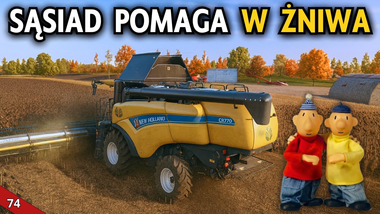 WIELKIE ŻNIWA SŁONECZNIKA Z SĄSIADEM DO POMOCY 🌻 Prawdziwe życie na wsi #74 🌻fabuła w FS 25
