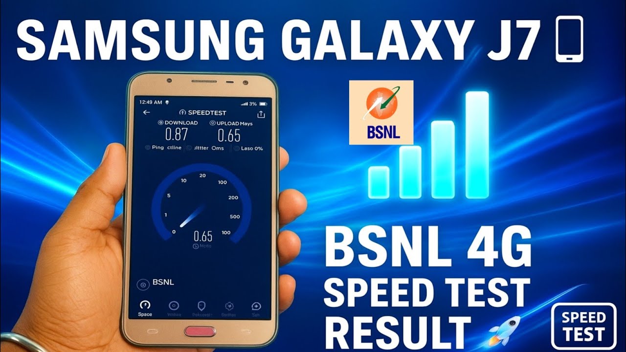 Samsung Galaxy J7 📱 BSNL 4G Speed Test 📶🔥 | Real Speed Test Result 🚀 | BSNL Network Check 2025