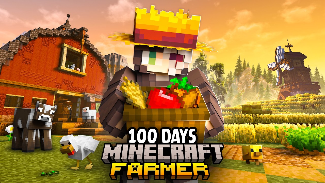 I Spent 100 Days as a FARMER in Hardcore Minecraft!