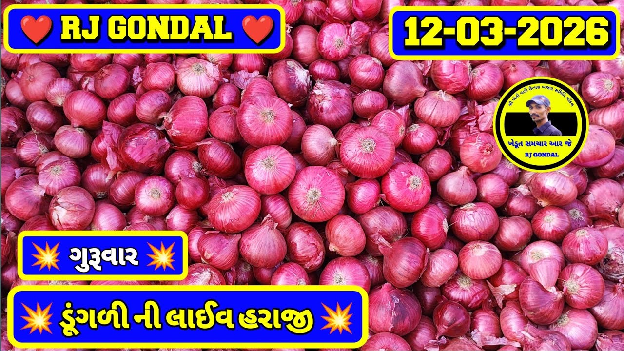 Dungri Na Bhav | 12-03-2026 | ગોંડલ ડૂંગળી ના ભાવ | Onion Market | RJ Gondal Marketing Yard 