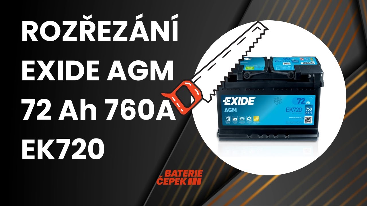 Rozřez&aacute;n&iacute; autobaterie EXIDE AGM 72Ah 760A 12V EK720 - zkr&aacute;cen&aacute; verze