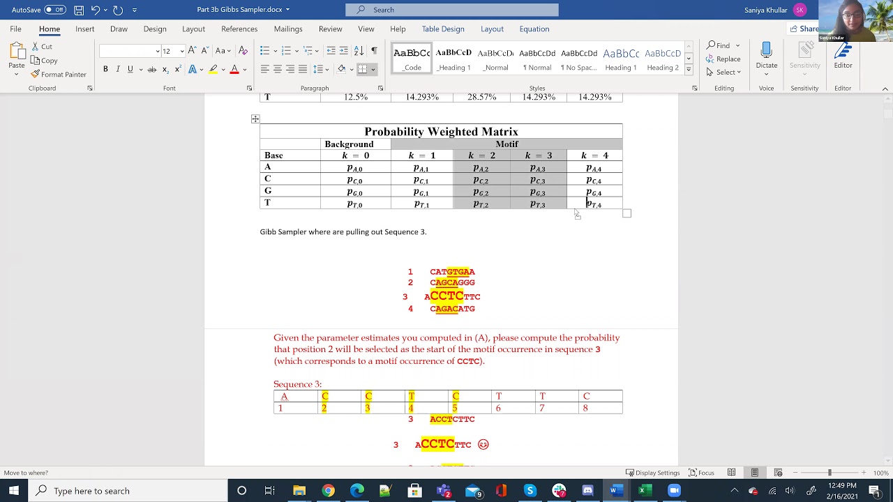 Gibbs Sampler for Sequence Motif Detection Likelihood Ratio (Bioinformatics)