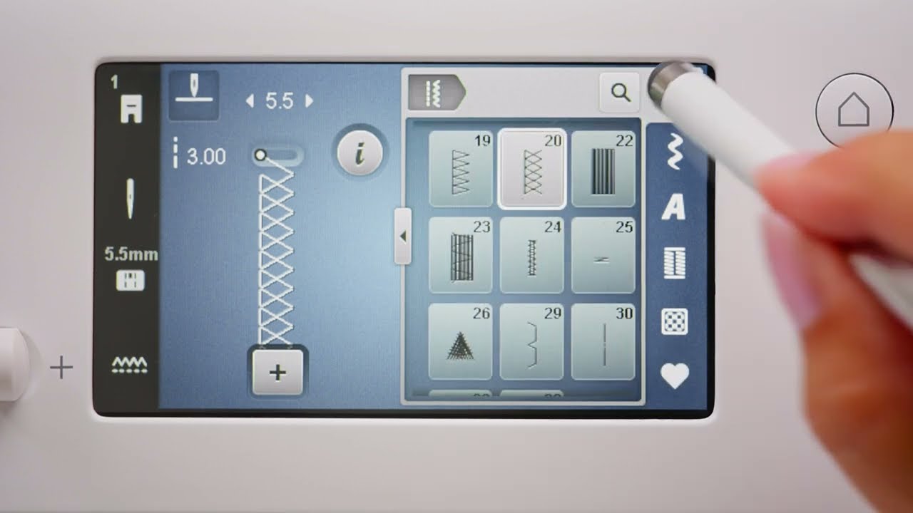 Operating the touchscreen of the BERNINA 335 and 325