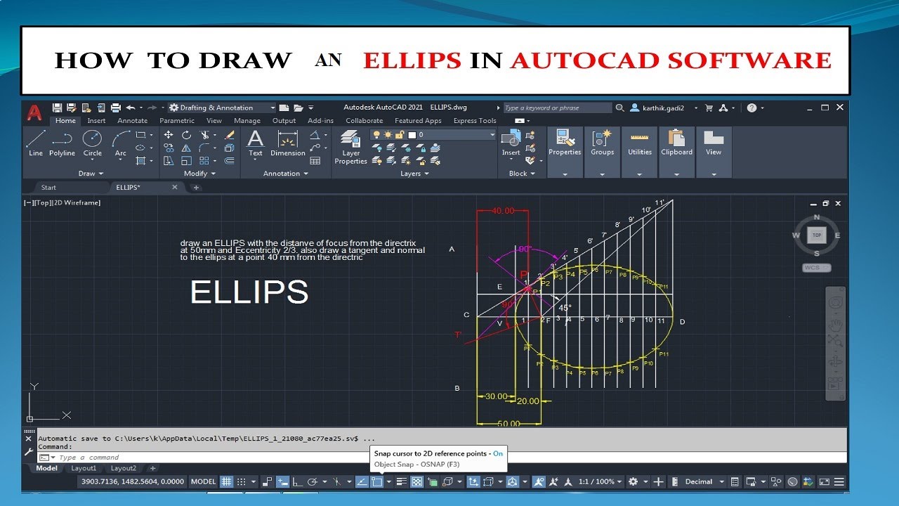 How to draw an Ellips in AUTOCAD