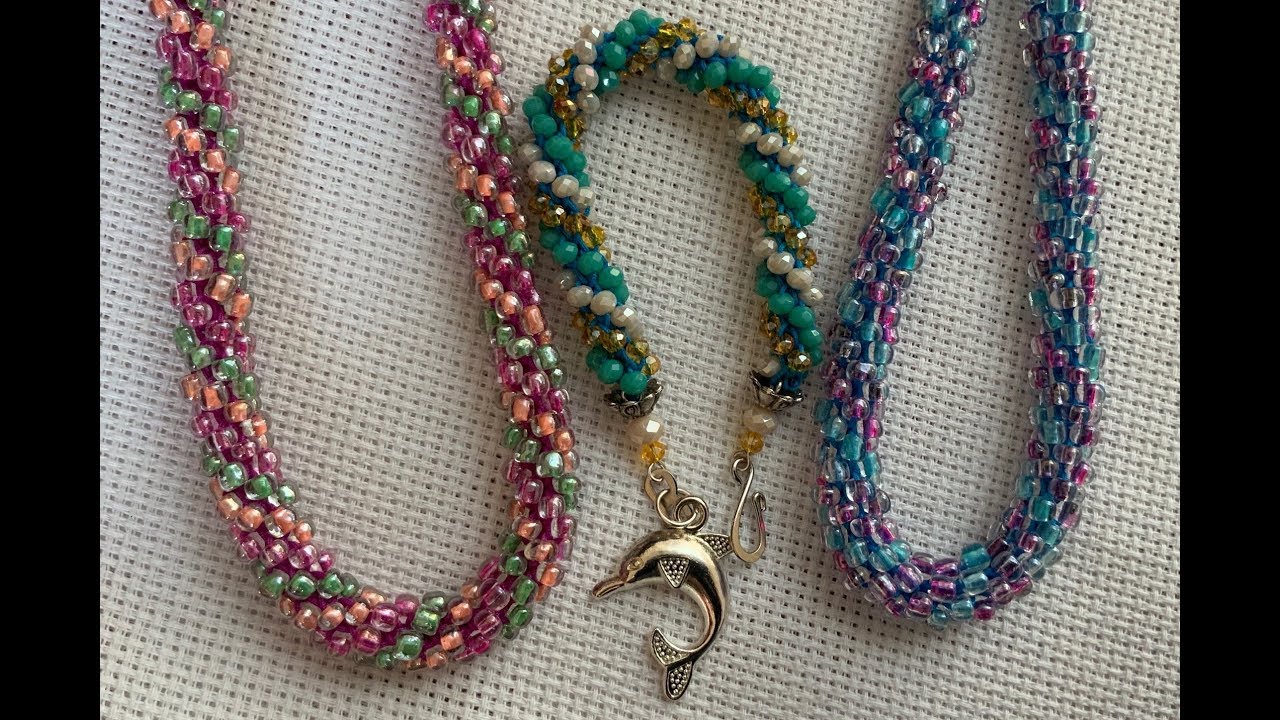**PULSERAS PUNTO ESPIRAL EN CROCHET-CRISTALES Y CHAQUIRONES***