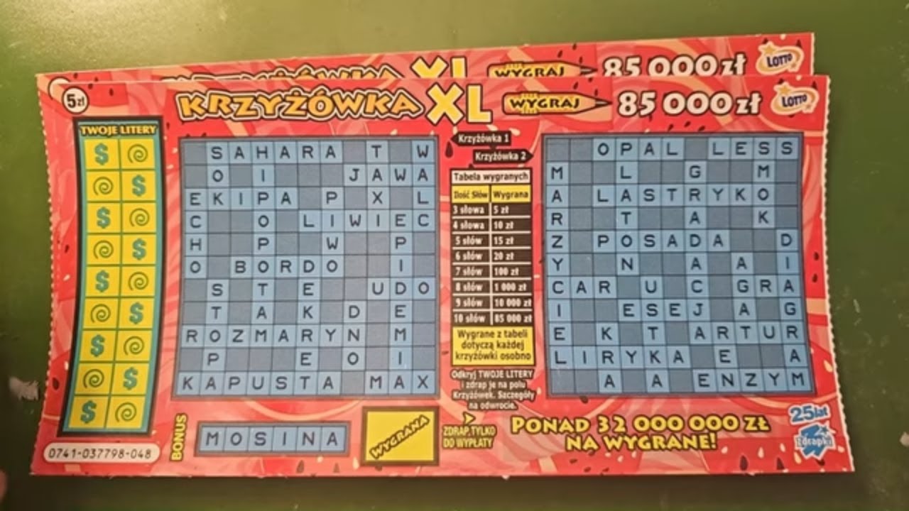 Zdrapki Lotto 🎲 Krzyż&oacute;wka XL #0741 👉 PREMIERA 👉 2 zdrapki