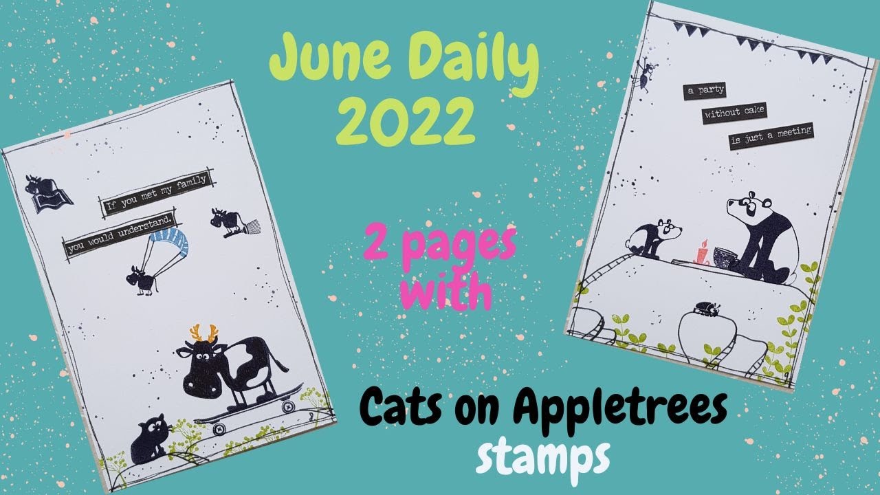 June Daily! 2 Pages with cats on Appletrees Stamps!