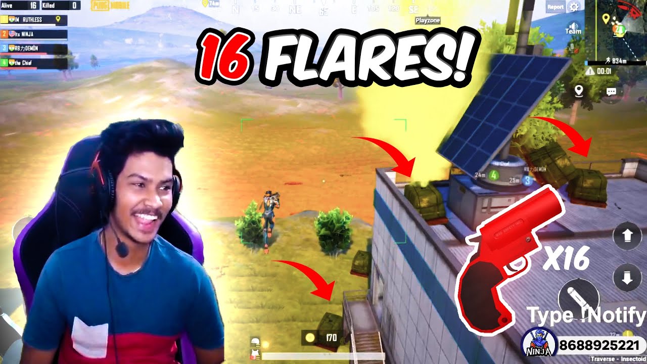 16 Flares in 1 Match 😨😱 | Pubg Mobile Highlights Its Ninja | Live Streams in Facebook