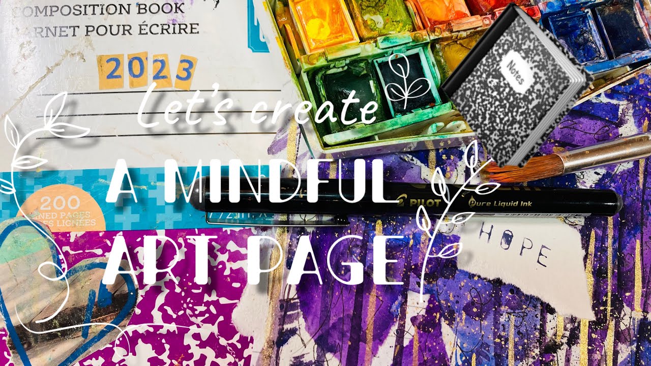 Composition notebook mindful art page  - mindfulness -  mixedmedia art prompts