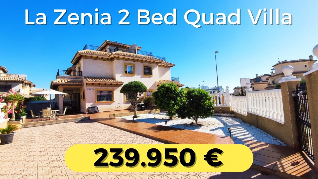 Reserved 239,950€ La Zenia Quad Villa, Large plot, 2 bed with roof solarium, community pool