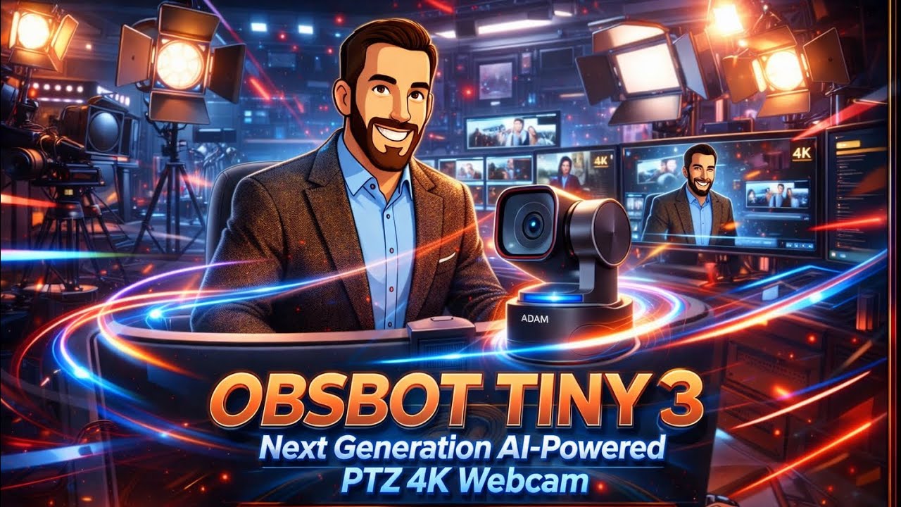 OBSBOT TINY 3 - Next Generation AI-Powered PTZ 4K Webcam, Gesture & Voice Recognition  