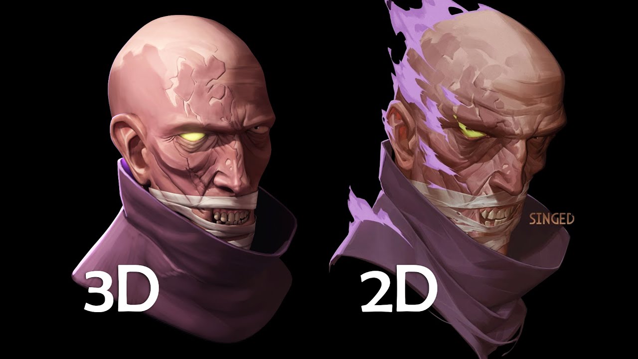 Singed 3D bust step by step workflow