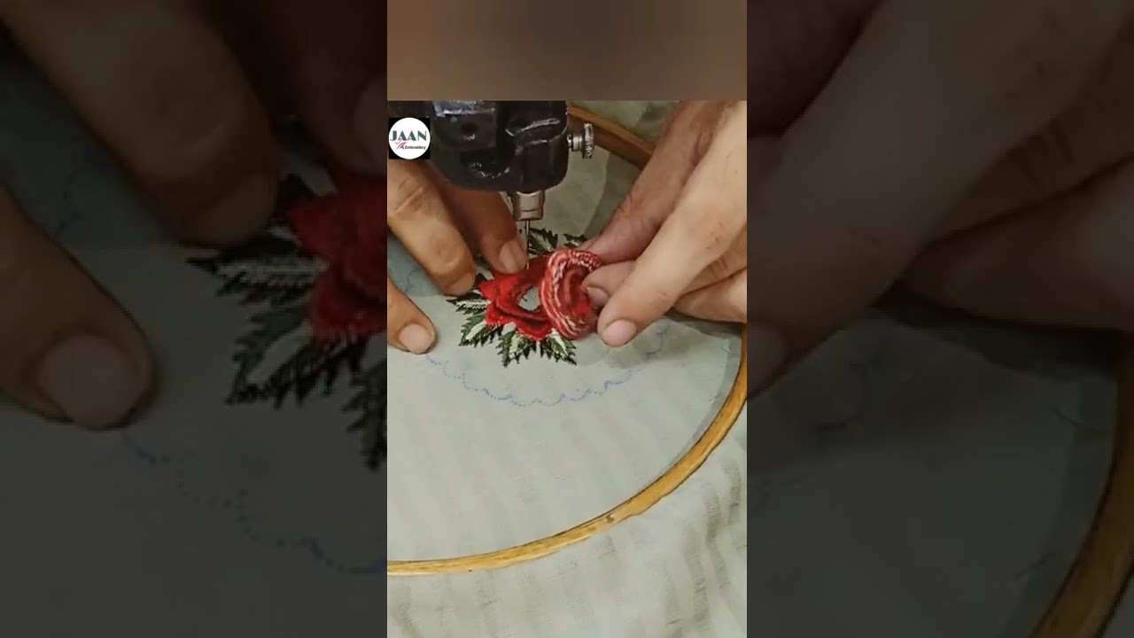 cut work flower embroidery ! rose flower embroidery !