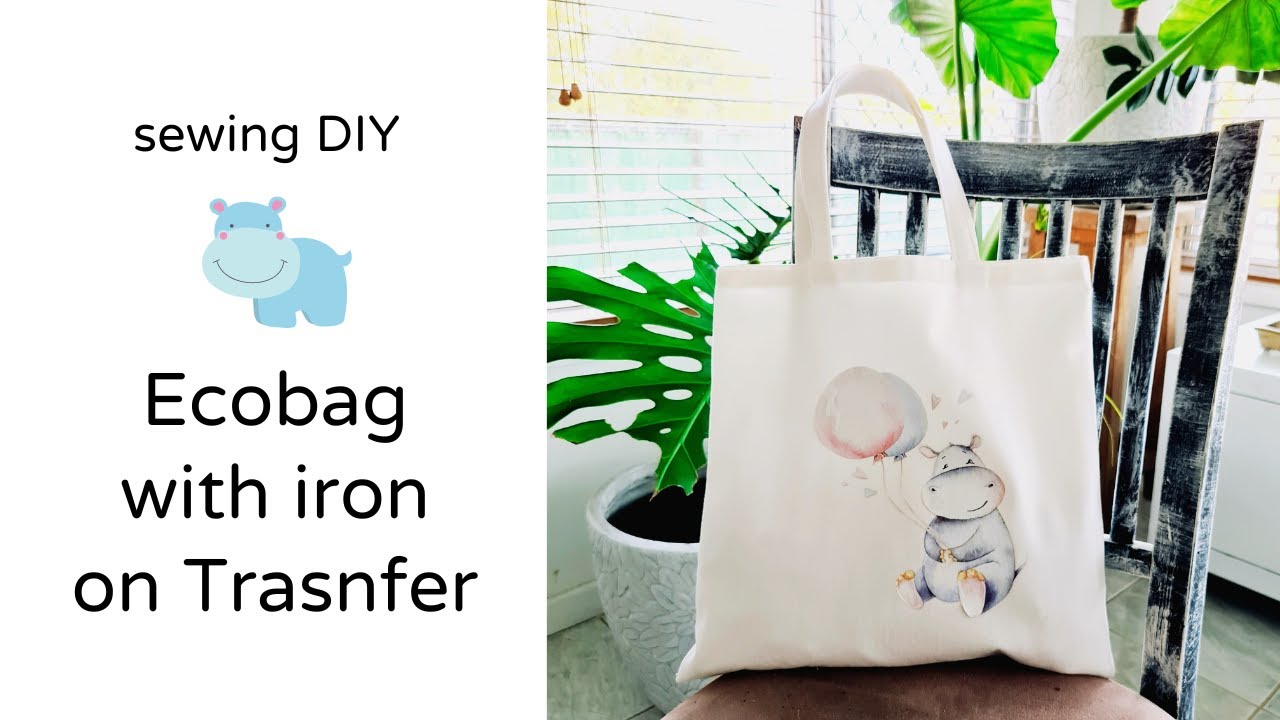 Sewing DIY Ecobag with iron on transfer; 에코백 만들기
