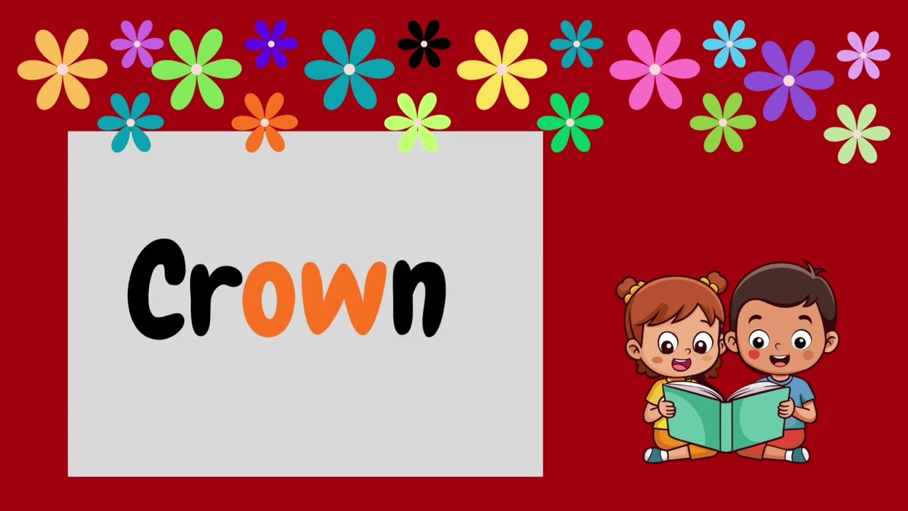 English-phonics-reading-long sound of 'O' as in 'row' for kids of 3 to 12 years to learn reading.