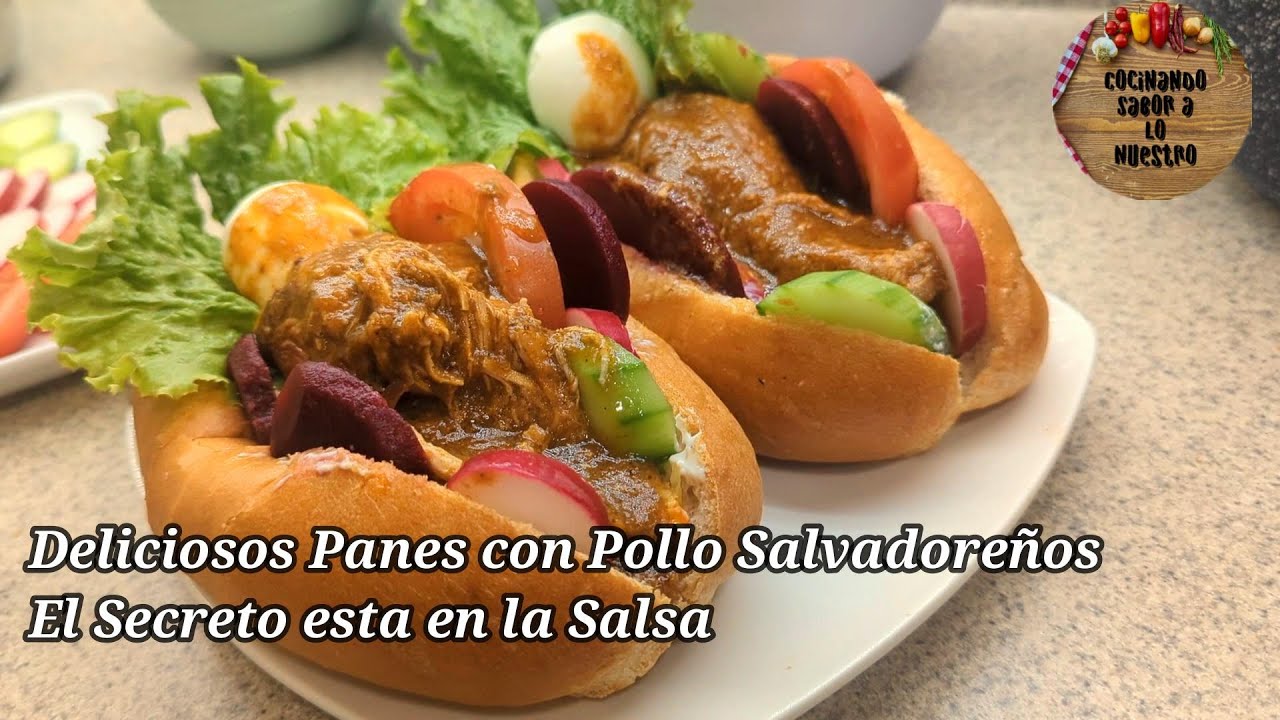 Panes con Pollo  Salvadoreños 🇸🇻(Tomates Asados) el secreto esta en cómo preparar la Salsa