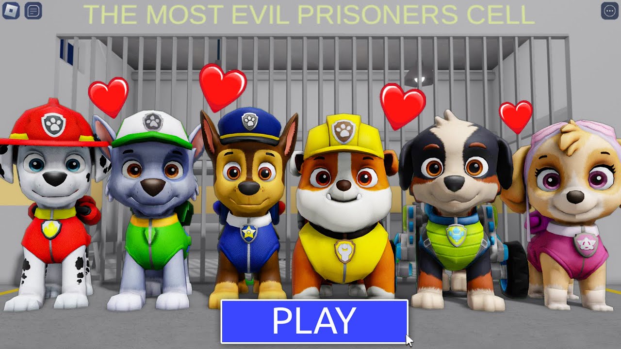 PAW PATROL  FAMILY HAS FUN! PRISON RUN BARRY! #roblox #obby
