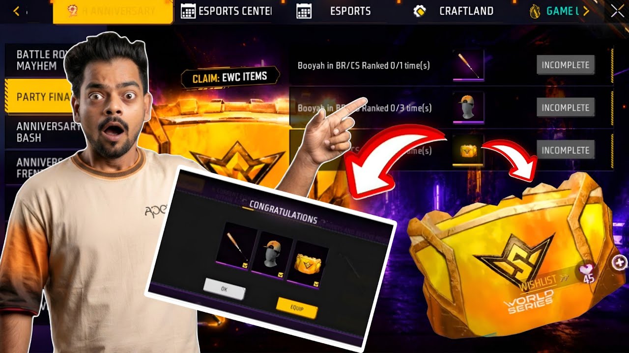 How To Get Free Gloowall + Free Bundle  + Ewc Event 🎁🔥 | Ff Upcoming Events🎁🔥
