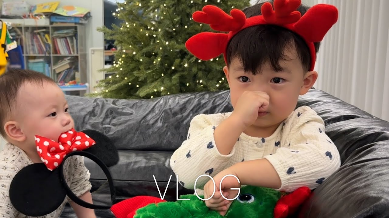 [VLOG] 태하는 이미 산타의 정체를 알고 있는 걸까요..?🤔 수다쟁이 태린남매의 예측불가 일상🎅🏻🎄[EN/JP]