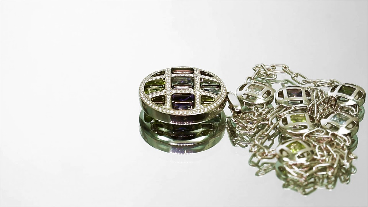 CARTIER Pasha Diamond Multicolor Gemstone White Gold Pendant Necklace
