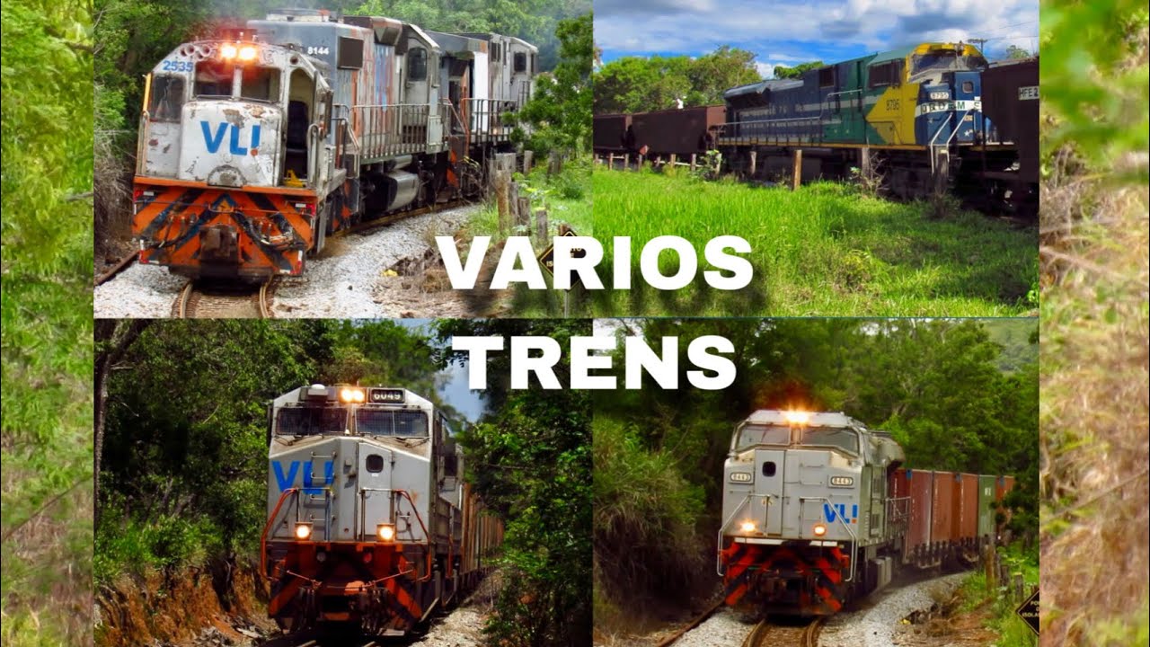 Movimento de trens da VL! no KM 750 em Divinópolis com diversos trens e locomotivas 