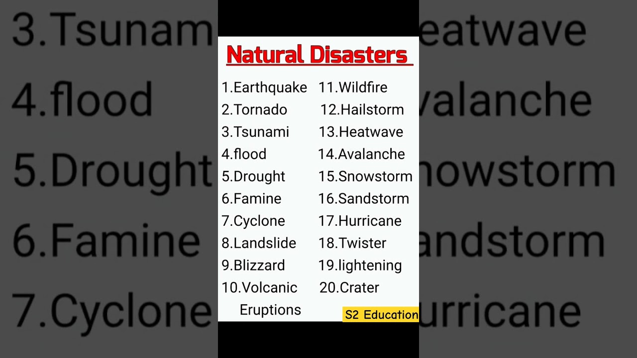Natural Disasters Names