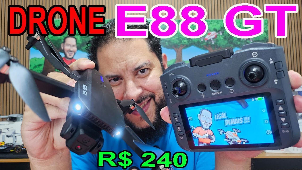 Drone E88 GT Com Tela no controle como Ligar configurar todas funções do controle qualidade e imagem