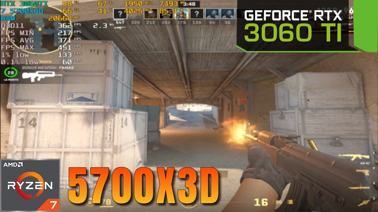 CS2 Benchmark | RTX 3060 Ti + R7 5700X3D | 1080p Ultra, Low & Competitive Settings (Donk)