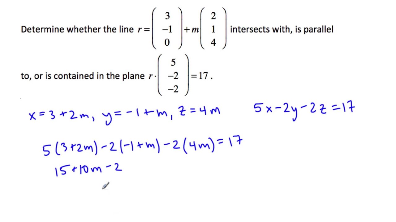 Vector Planes Ex12 - Intersection of Line and Plane