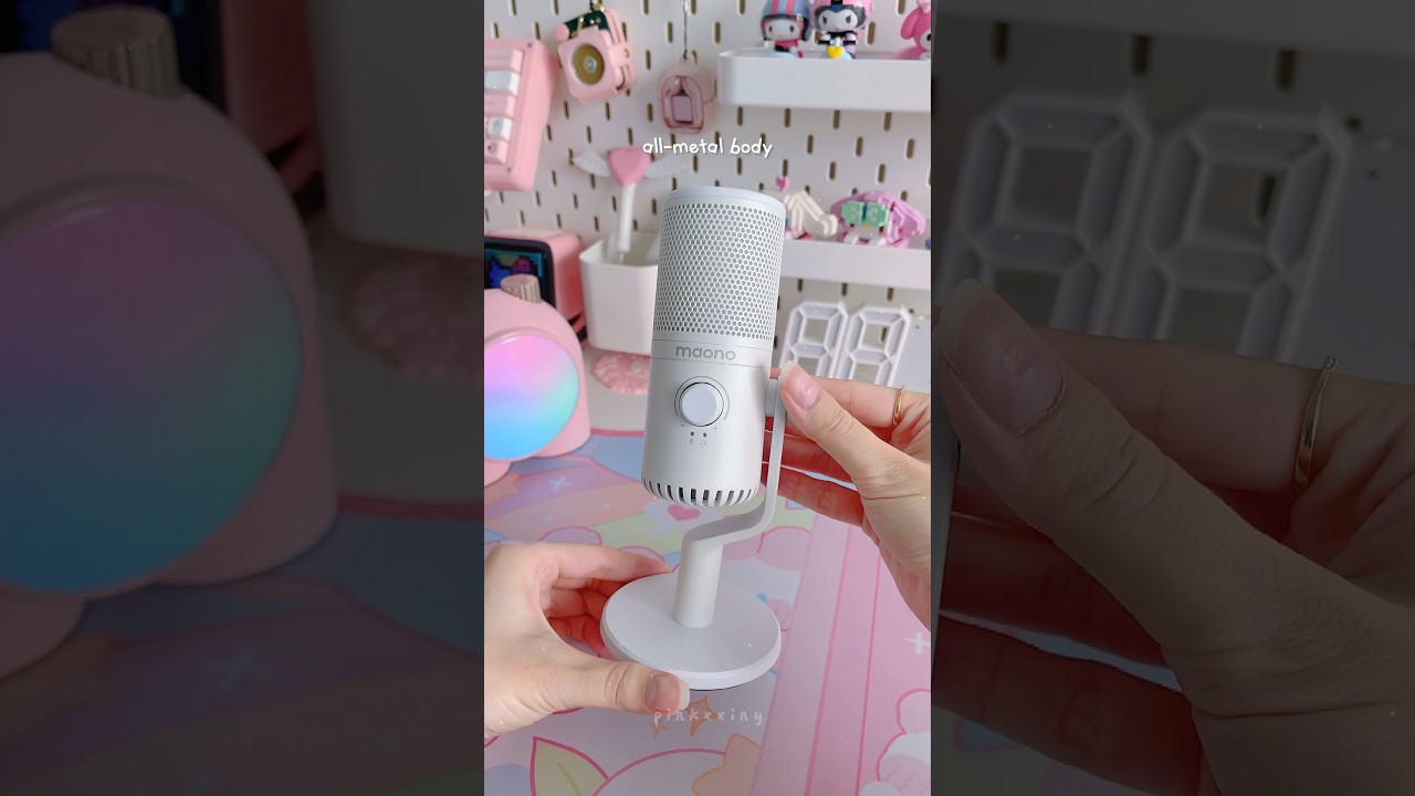 unboxing Maono DM30 rgb white mic 🎙️ #shorts #microphone #pink #kawaii