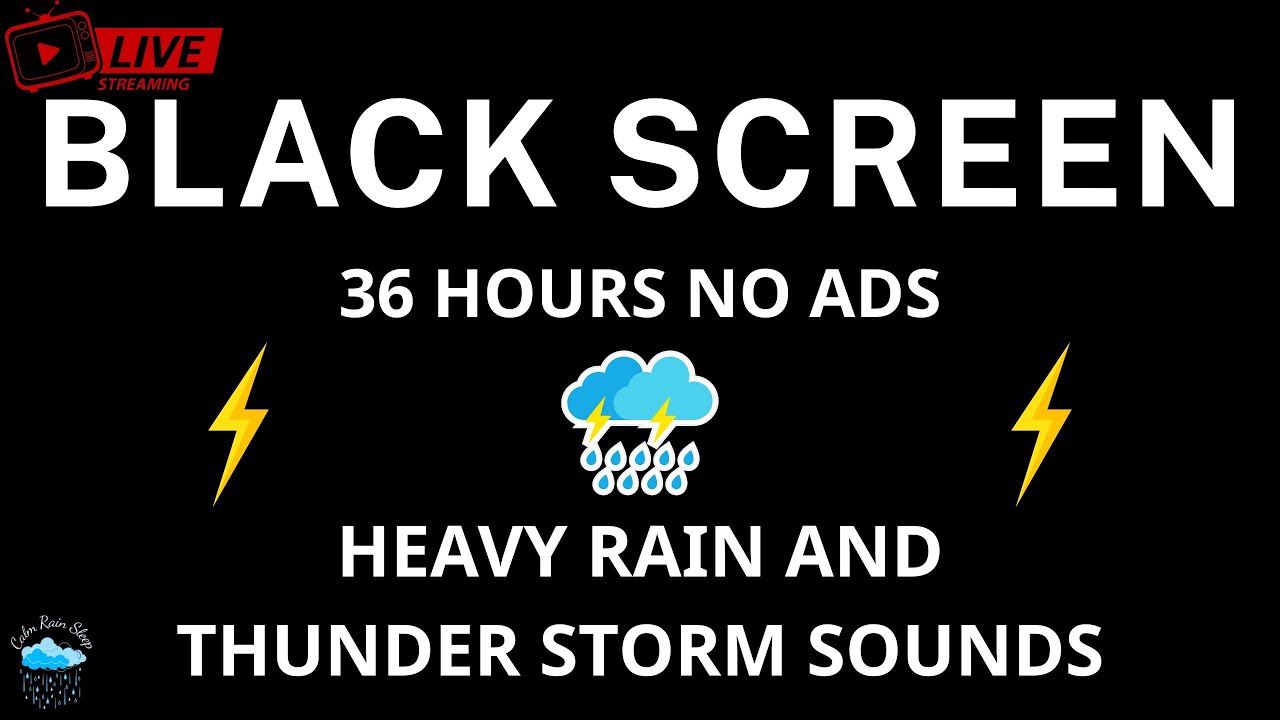 🔴 Heavy Rain and Thunder Sounds for Sleeping - Black Screen | Sleep Soundscape for Relaxation & Calm