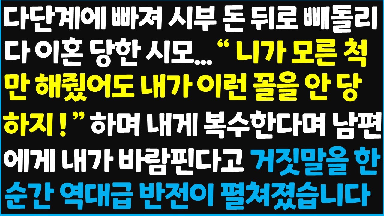 (신청사연) 다단계에 빠져 시부 돈 뒤로 빼돌리다 이혼 당한 시모.. 