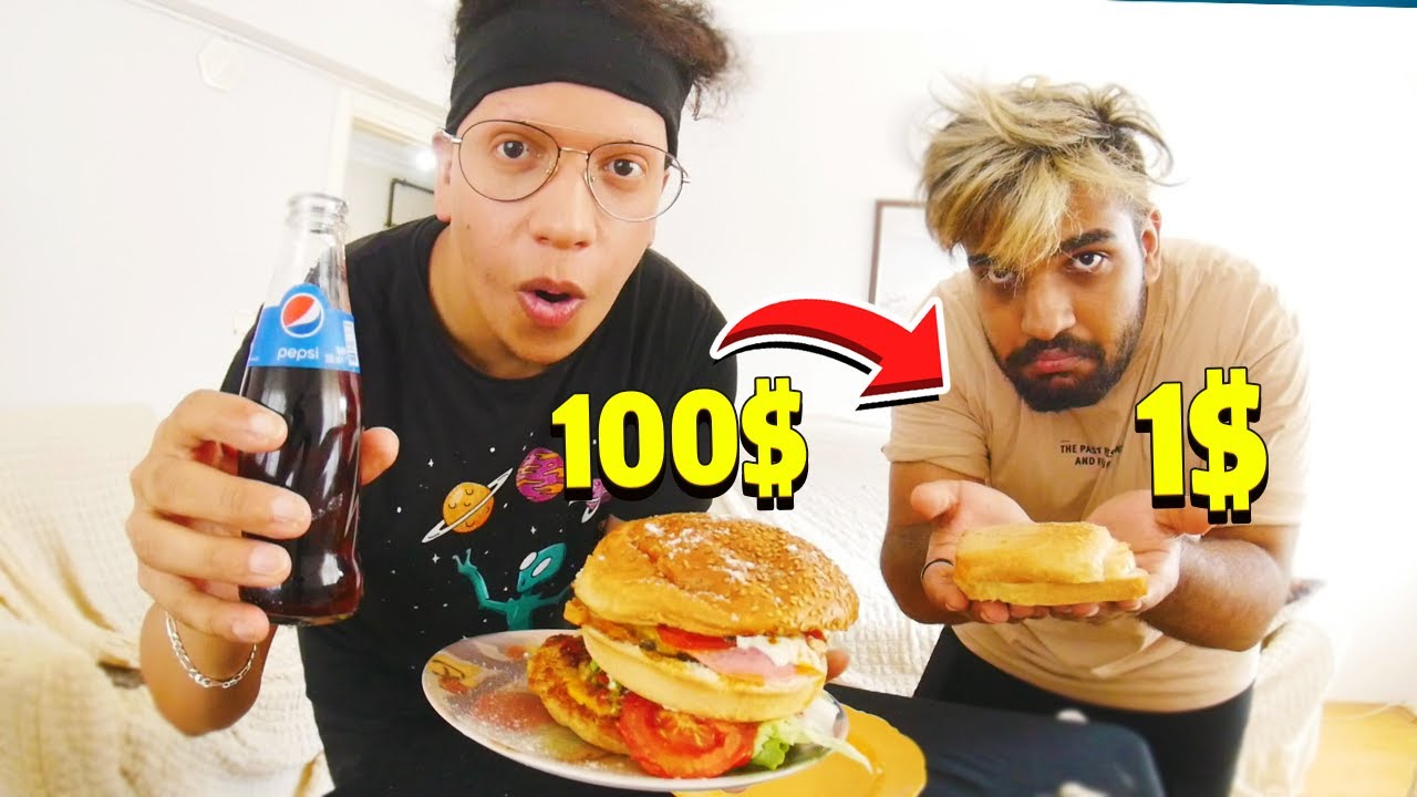 مسابقة افضل برغر بسعر 100$ ضد برغر 1$ مع اليوتيوبر ايفار !!