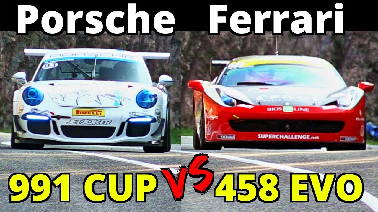 Porsche 991 GT3 Cup VS Ferrari 458 Challenge EVO - HillClimb Supercars Comparison!