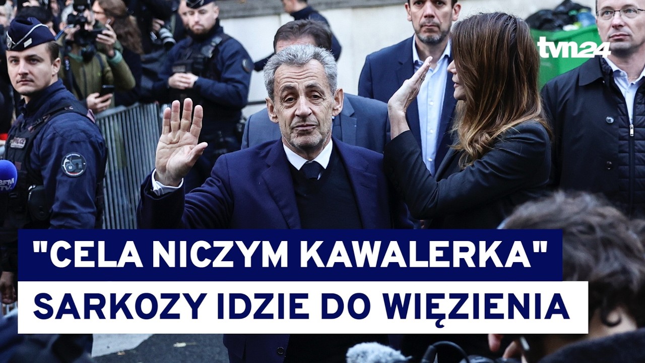 Nicolas Sarkozy w więzieniu, odprowadziła go Carla Bruni. Jakie będzie miał warunki? @TVN24