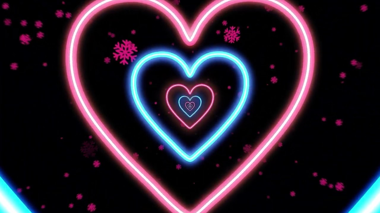 Pink & Blue Winter Heart Light | Neon Tunnel Motion Graphics Loop