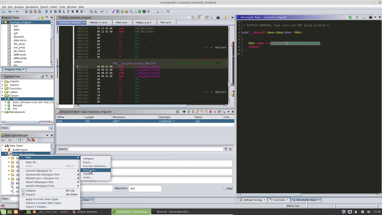 Software Reverse Engineering with Ghidra -- C++ Classes part1