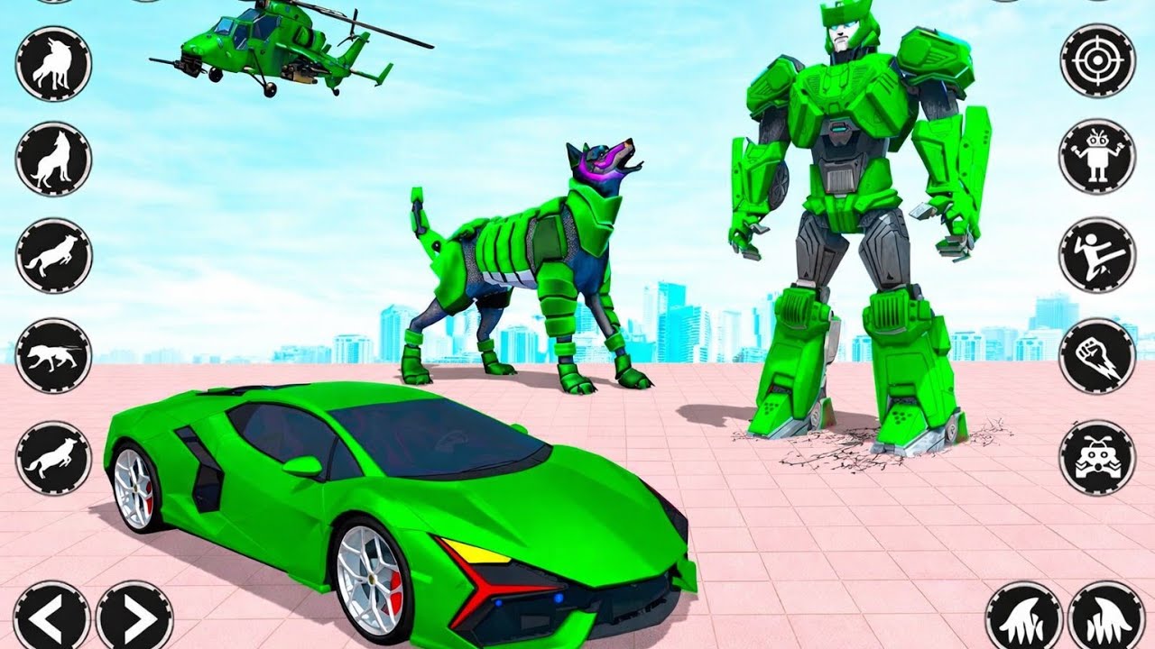 Wolf Robot Transform 🐺🤖 | 4 Level Full Gameplay | Robot Car Helicopter Game