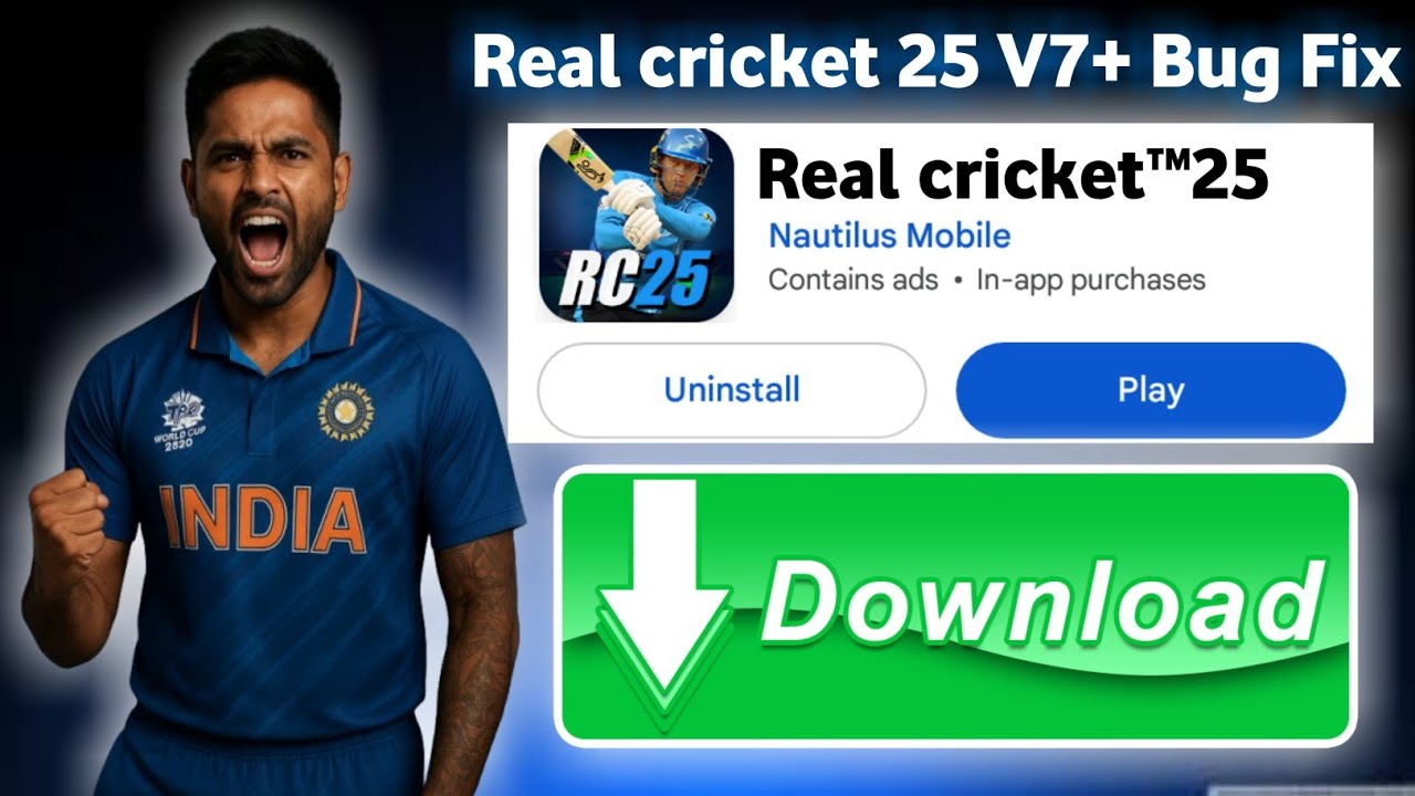 Real cricket 25 V7+ Bug fix update Download link @Royalayush045 @SatyajeetKaKONTENT