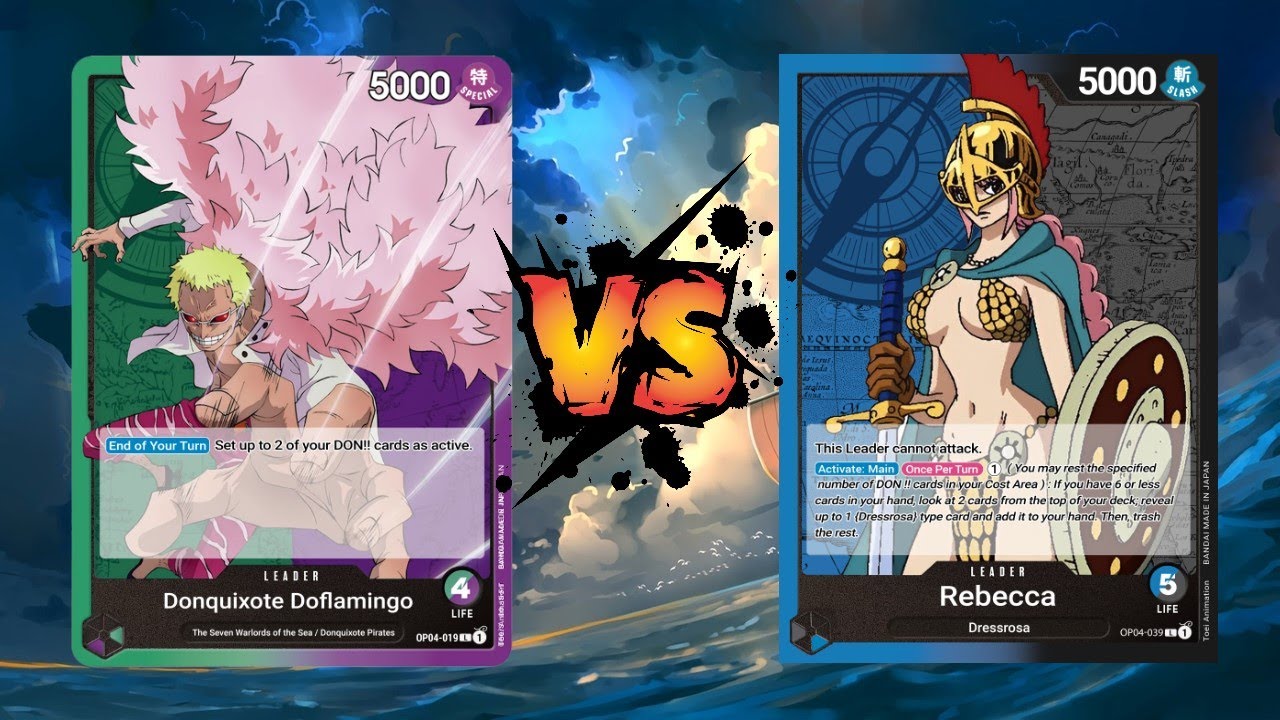 OP04 Kingdoms of Intrigue | Donquixote Doflamingo (Green/Purple) vs Rebecca (Blue/Black)