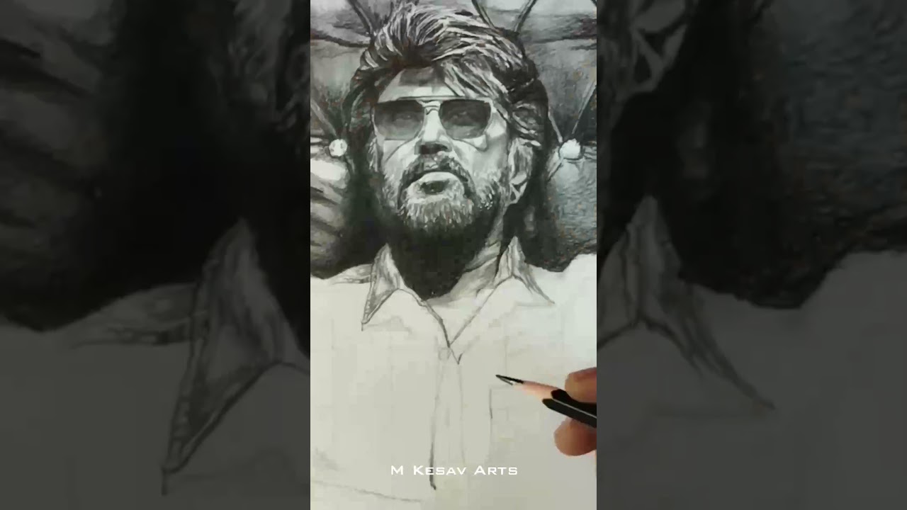Coolie Superstar Rajinikanth Sir Pencil Sketch ( M Kesav Arts)  #rajinikanth #anirudh