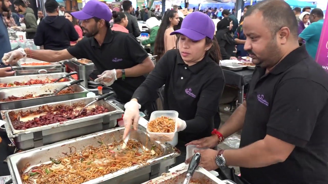 Chilli Paneer, Bhel Puri, Grill Sweetcorn: Indian Street Food by The Royal Indian at Leicester Mela.