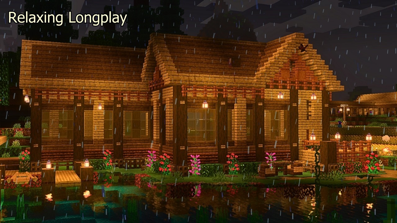 Minecraft Longplay | Cozy Rainy Riverside Cottage (No Commentary)