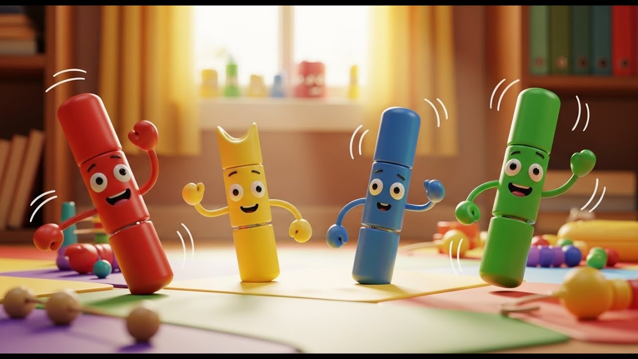 Quatro Pequenos Chocalhos de Brinquedo | Música Sensorial e Educativa para Bebés