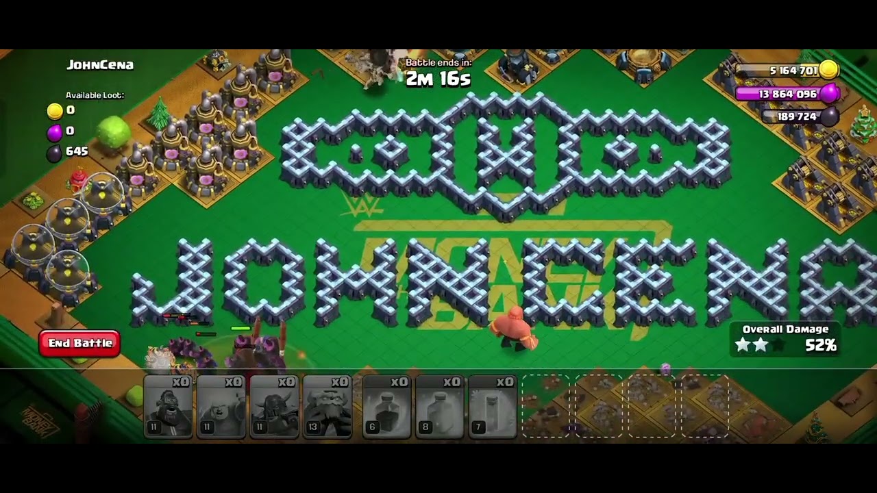 3 Star John Cena challenge Clash of Clans Gameplay 