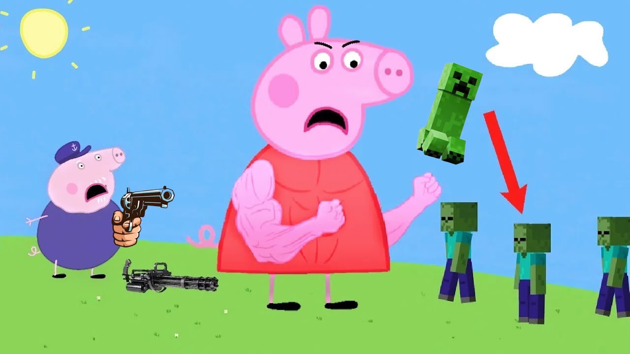 Peppa Pig vs Minecraft Zombies - Continuation. 3 season. All parts. (Complete)