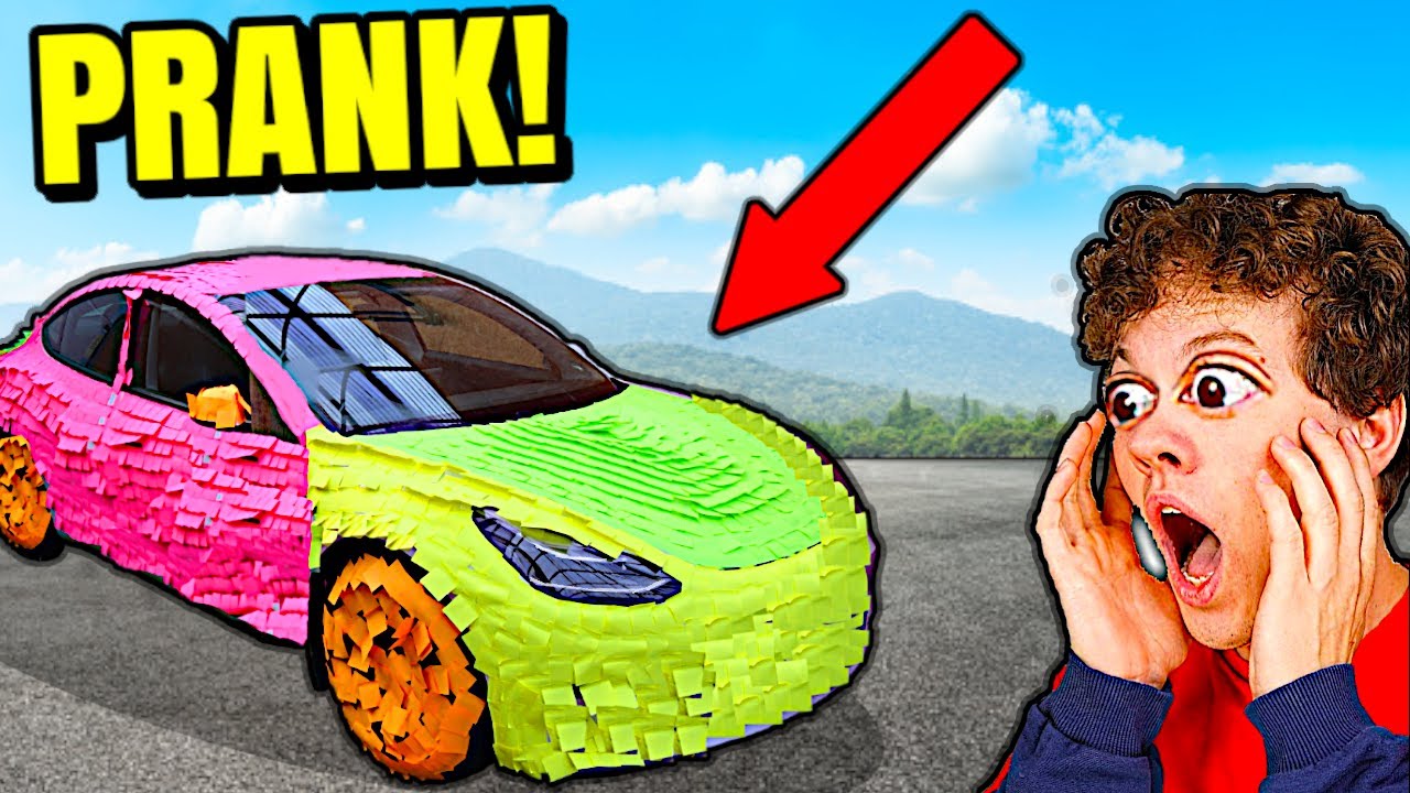 5,000 Sticky Notes På David's Tesla!! *PRANK*