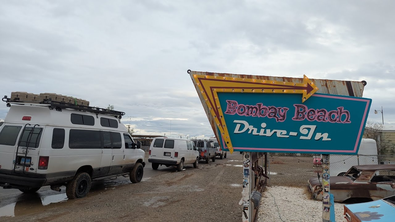 2025 lifted van meet up at Bombay Beach drive-in