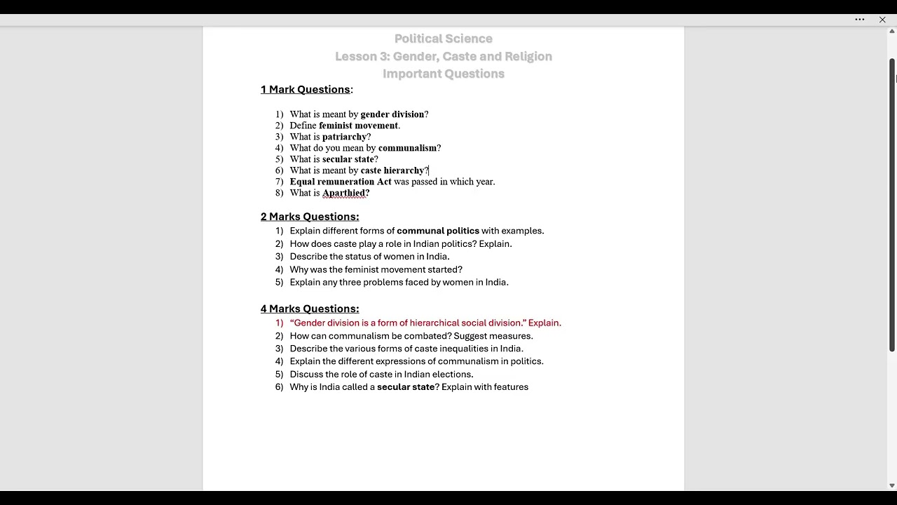 AP 10th class Politics Gender,caste & Religion #apssc #democraticpolitics #apschooleducation #exam