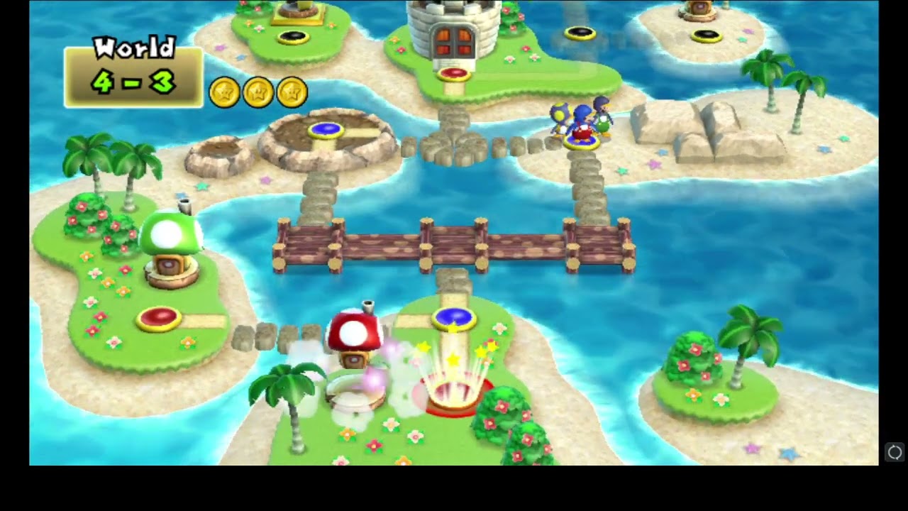 new super mario bros wii world 4 all star coins (4 players synchronized)